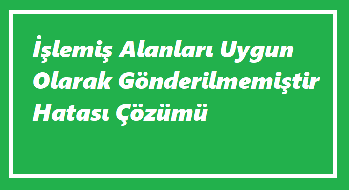 İşlemiş Alanları Uygun Olarak Gönderilmemiştir Hatası Ne Demek?