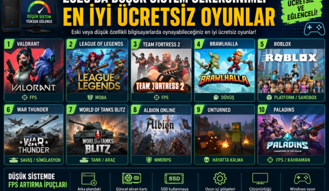 2026'da Düşük Sistem Gereksinimli En İyi Ücretsiz Oyunlar Listesi