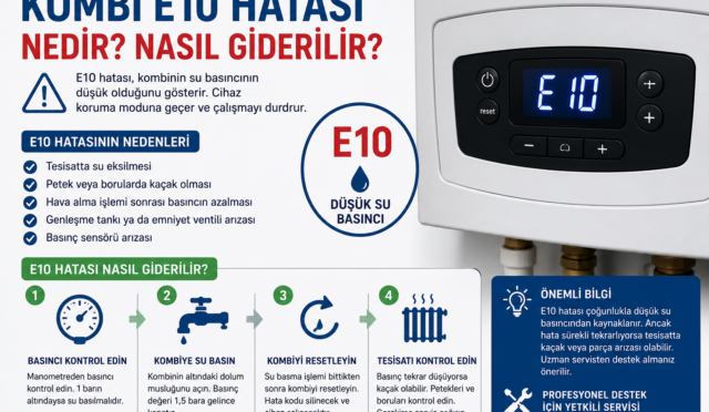 Kombi ekranında görünen E10 düşük su basıncı hatası ve çözüm yöntemleri